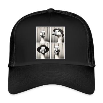 Boîte photo drôle d’oies - Conception d’oie noire et blanche - Casquette trucker  - noir/noir - Devant