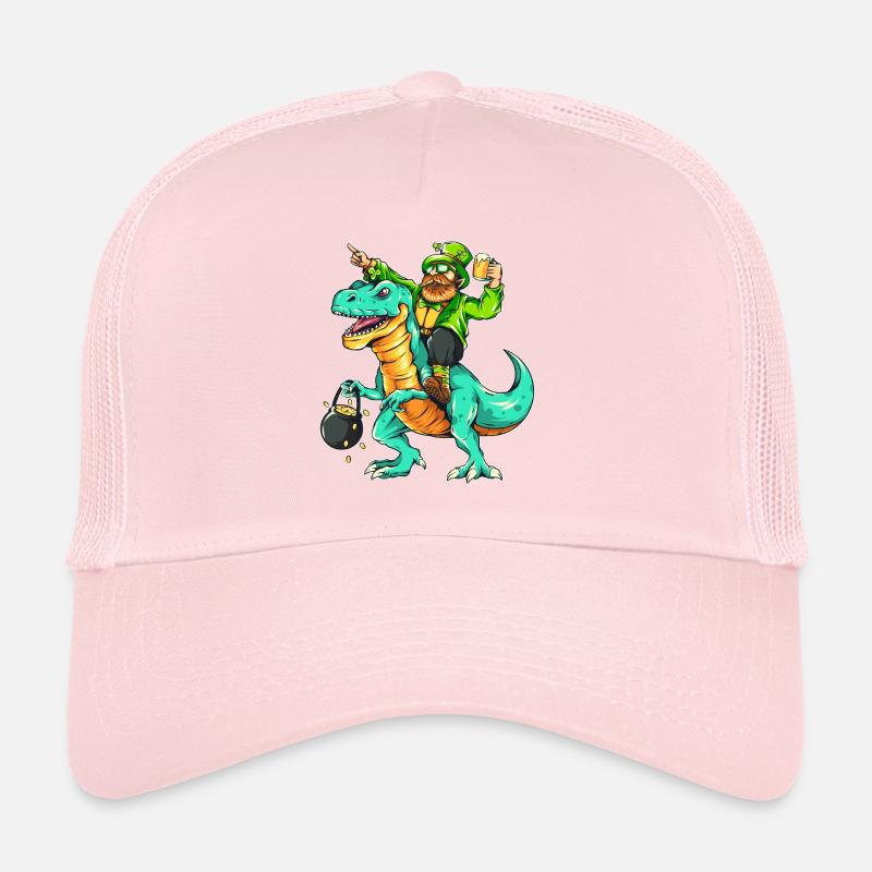 St. Patricks Day Leprechaun Kobold Dino T-Rex Bier Trucker Cap