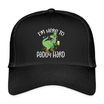 Leprechaun T-Rex Dino Bier I'm Here To Paddy Hard - Trucker Cap - Schwarz/Schwarz - Vorne