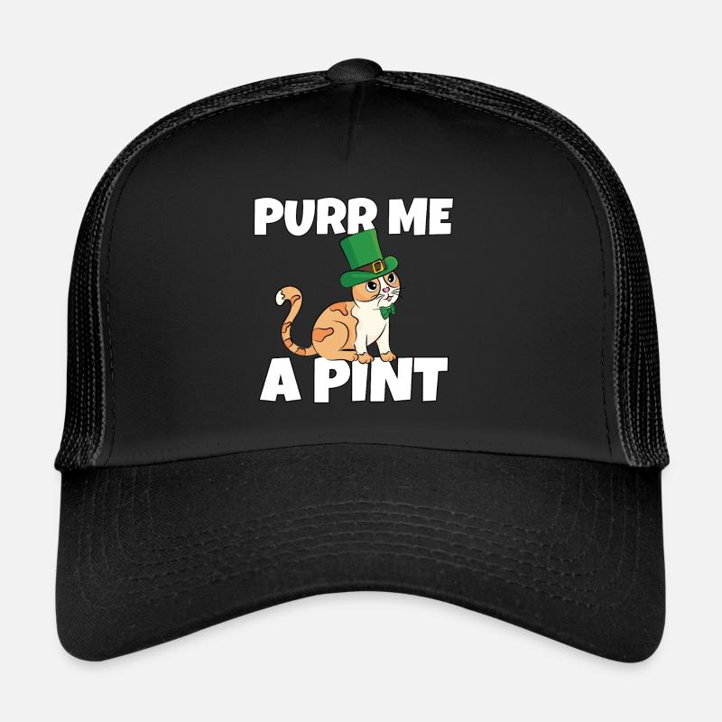 Saint-Patrick Vilain Chat Soiffé Leprechaun Casquette trucker 