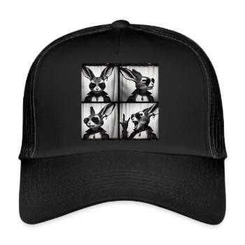 Badass Bunny – Rocker Style with Sunglasses - Trucker Cap - black/black - Front