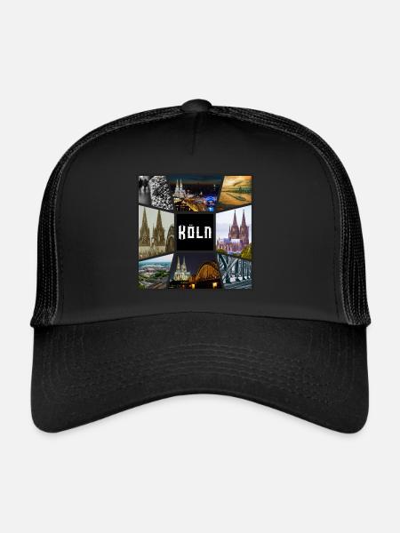 Cologne Skyline City Germany Collage Graffiti - Trucker Cap - black/black - Front