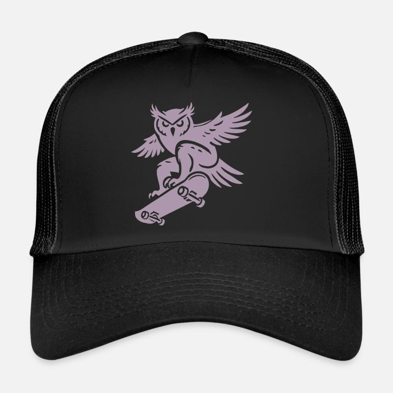 Schneeeule Skateboard Silhouette Minimalistischer Trucker Cap