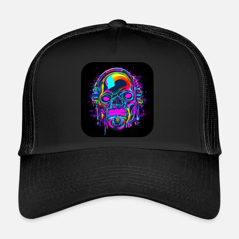 Neon Crâne Abstrait Style Cyberpunk Casquette trucker 