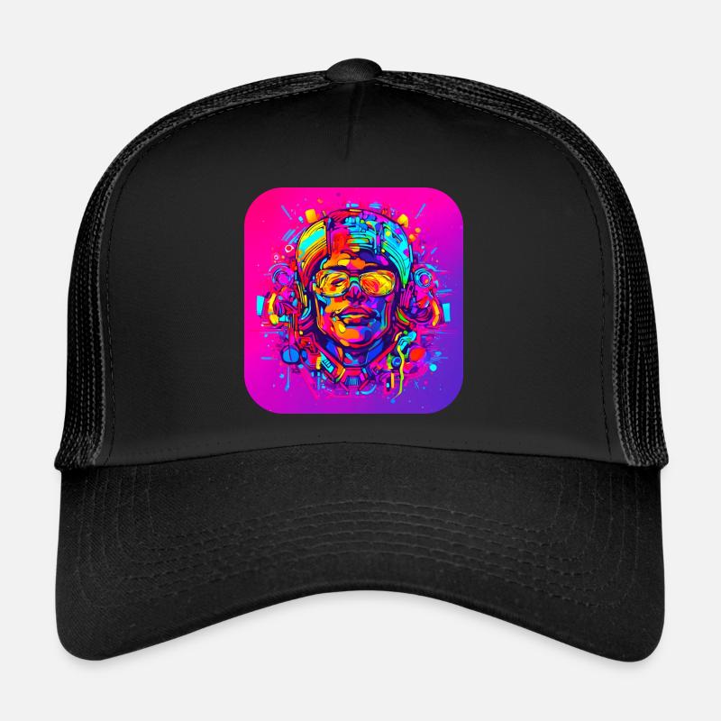 Neon Splash Kreativ Leuchtend UV Style - Trucker Cap - Schwarz/Schwarz