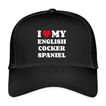 I Love My English Cocker Spaniel Hundebesitzer - Trucker Cap - Schwarz/Schwarz - Vorne