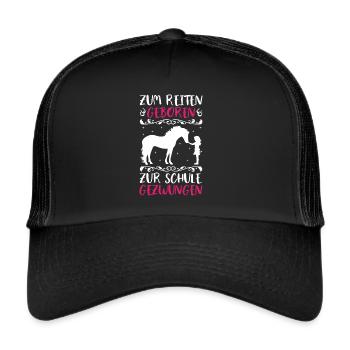 Horse Girl Riding School Schoolgirl Funny - Trucker Cap - black/black - Front