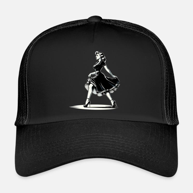 Rockabilly Style Frau Kleid Pumps Retro Geschenk Trucker Cap