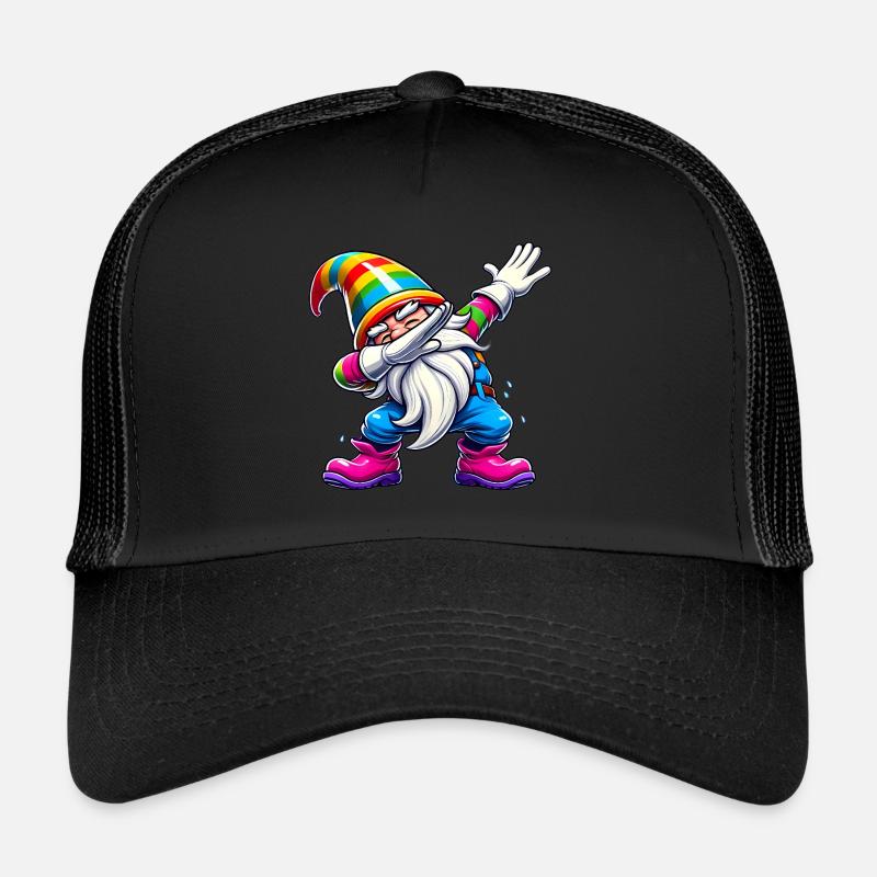 Dabbing Rainbow Gnome Funny Gift Trucker Cap