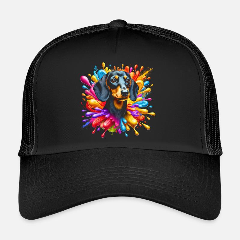Teckel mignon avec des taches colorées Casquette trucker 
