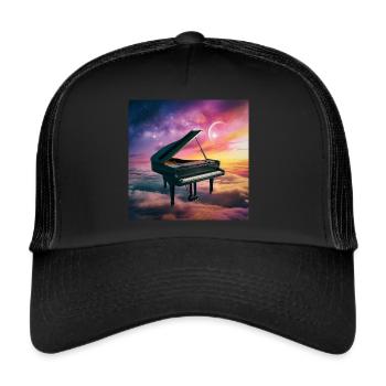 Fantastic concert grand piano in the cloudy sky - Trucker Cap - black/black - Front