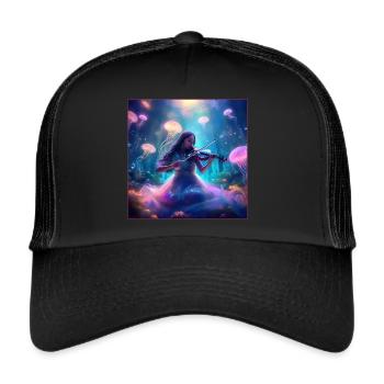 Magische Unterwasserwelt mit Geigerin - Trucker Cap - Schwarz/Schwarz - Vorne