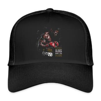 Le roi de la boxe n’est pas né, il est fait motivation de combat - Casquette trucker  - noir/noir - Devant