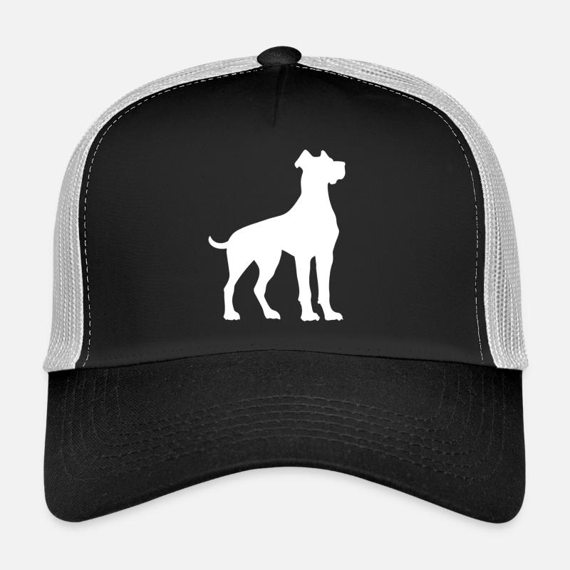 Great Dane silhouette white dog vector Trucker Cap