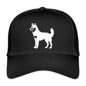 Motif Husky Silhouette Chien Chien Blanc - Casquette trucker  - noir/noir - Devant