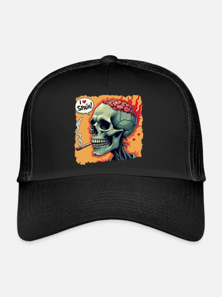 Zombie Skull – I Love Spain Design - Trucker Cap - black/black - Front