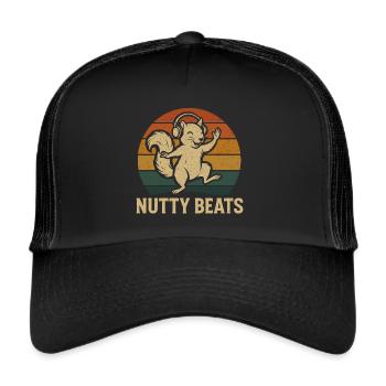 Nutty Beats – Écureuil dansant avec des écouteurs - Casquette trucker  - noir/noir - Devant