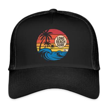 Long Beach California - surfing sunset - Trucker Cap - black/black - Front