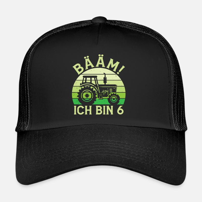 Ich bin 6 Jahre Drei Junge 6. Geburtstag Traktor Trucker Cap