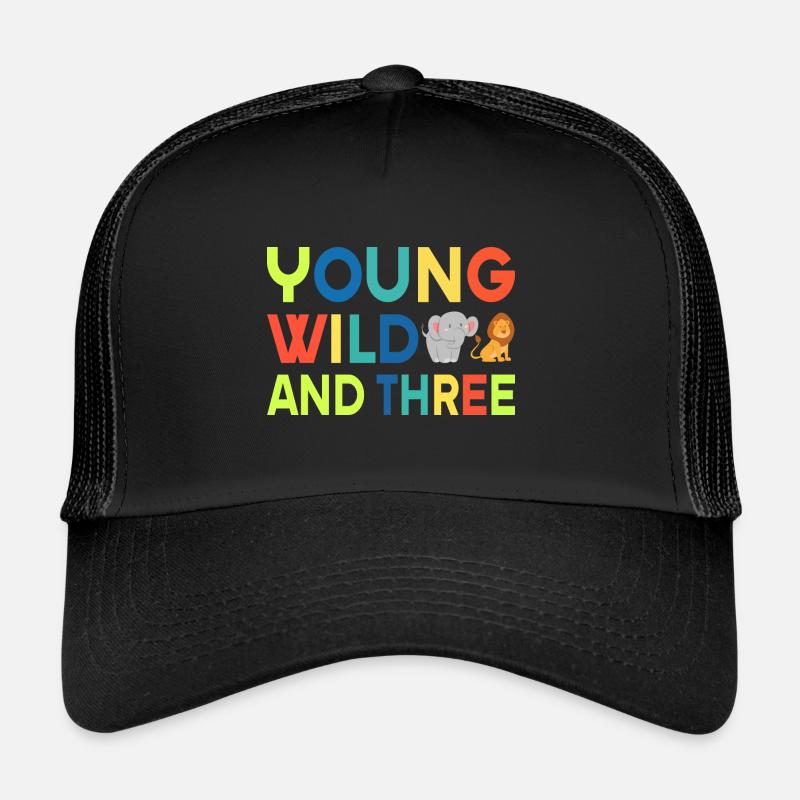 Young wild and three,Birthday - Trucker Cap - Schwarz/Schwarz