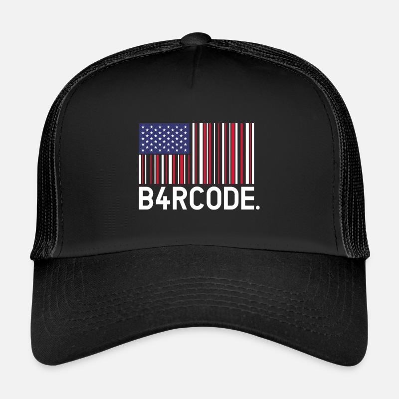 B4RCODE. États-Unis - Casquette trucker  - noir/noir