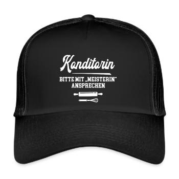 Konditor Meisterin Abschluß Konditormeisterin - Trucker Cap - Schwarz/Schwarz - Vorne