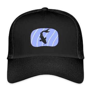 Koi Fisch Fischen - Trucker Cap - Schwarz/Schwarz - Vorne