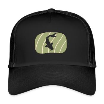 Koi Fisch Fischen Japan - Trucker Cap - Schwarz/Schwarz - Vorne