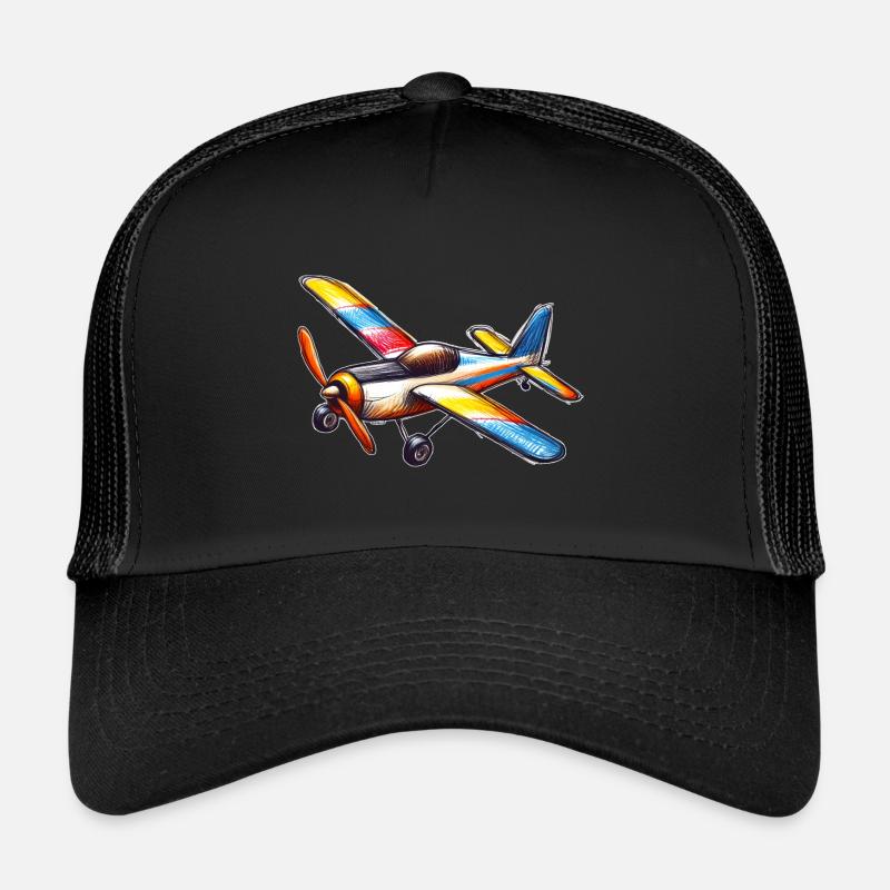 Flugzeug - Trucker Cap - Schwarz/Schwarz