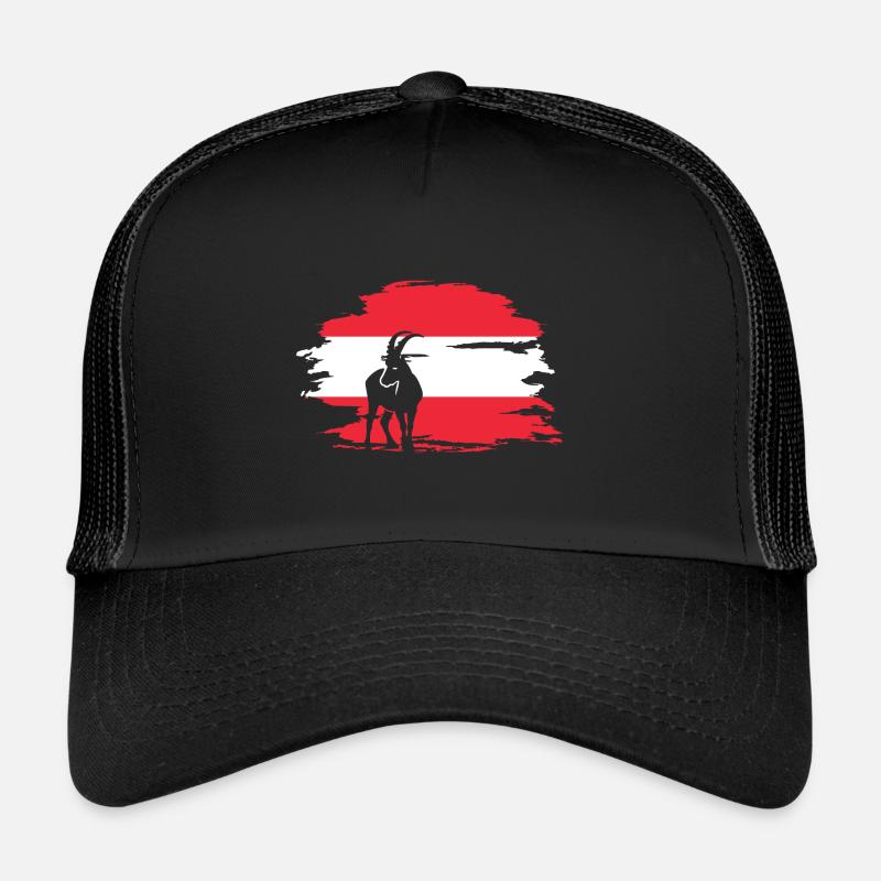 Österreich Austria Wien Flag Steinbock Mountains Trucker Cap