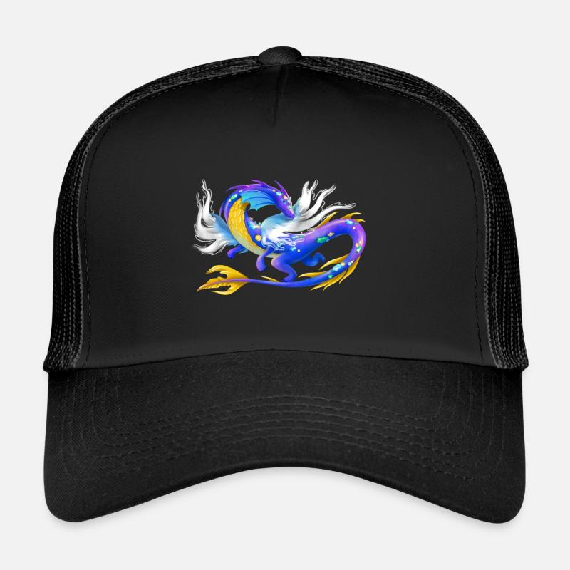 Magischer Wasser Drache - Drachen der Elemente - Trucker Cap - Schwarz/Schwarz