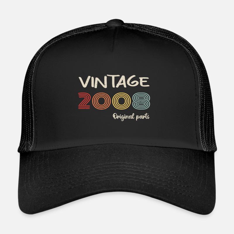 Original 2008 Vintage | Geburtstagsgeschenk 2008 - Trucker Cap - Schwarz/Schwarz