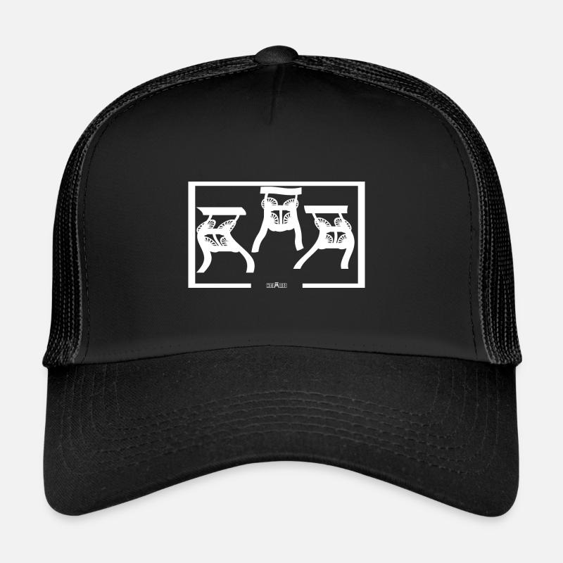 Fördertürme abstrakt weiß - Trucker Cap - Schwarz/Schwarz