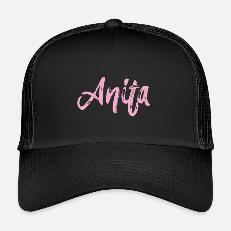 anita,name,cursive,pink,font Trucker Cap