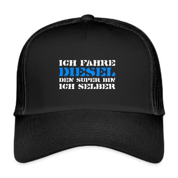 Ich fahre Diesel denn Super bin ich selber - Trucker Cap - Schwarz/Schwarz - Vorne