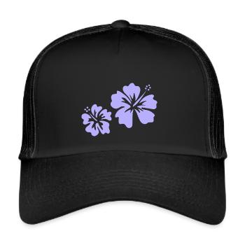 Hibiscus mauve - Casquette trucker  - noir/noir - Devant