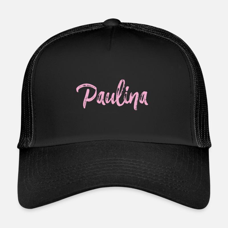 paulina,,name,cursive,pink,font Trucker Cap