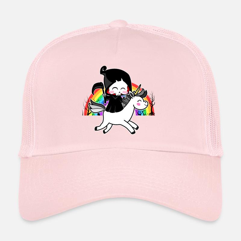 Death Is Magic - Unicorn Grim Reaper Rainbow Trucker Cap