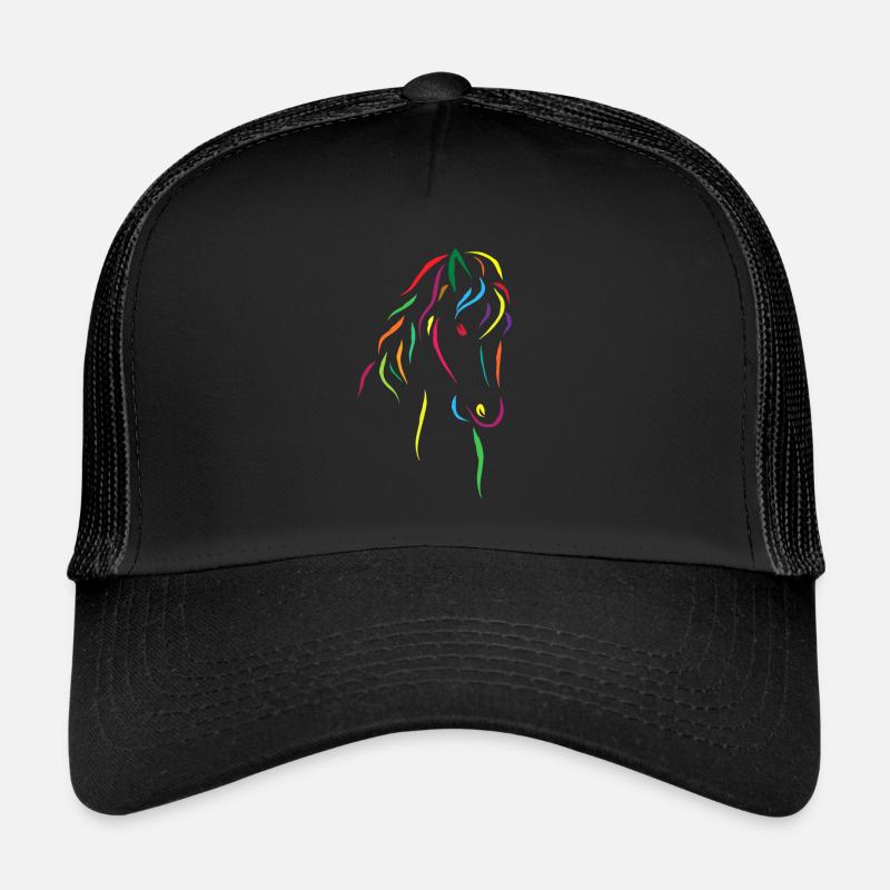 Tête de cheval colorée - Casquette trucker  - noir/noir