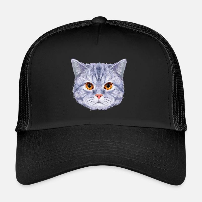 Tête de chat Visage de chat Bleu Casquette trucker 
