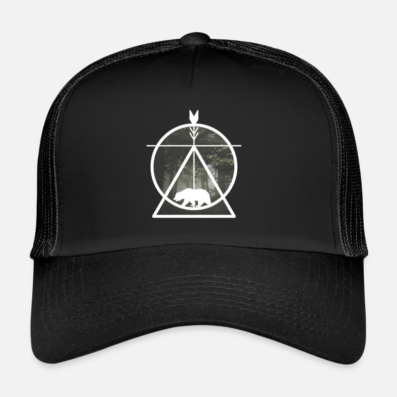 Baer wald schamane natur duester - Trucker Cap - Schwarz/Schwarz