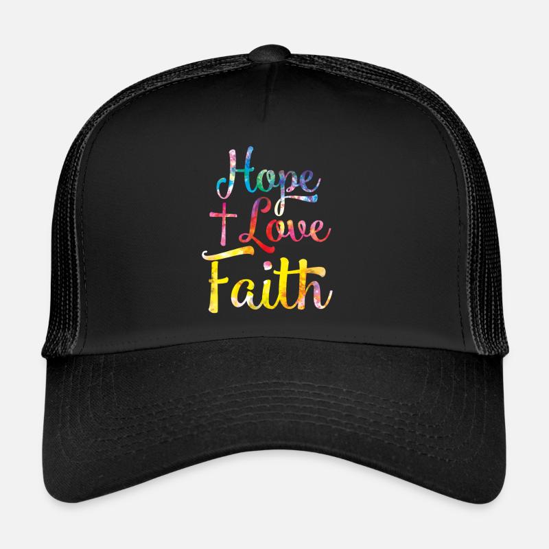 hoffnung liebe glaube kreuz - Trucker Cap - Schwarz/Schwarz