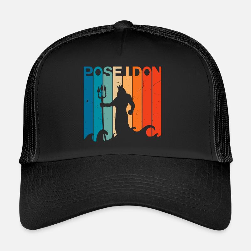 Poseidon-Grafik - Trucker Cap - Schwarz/Schwarz