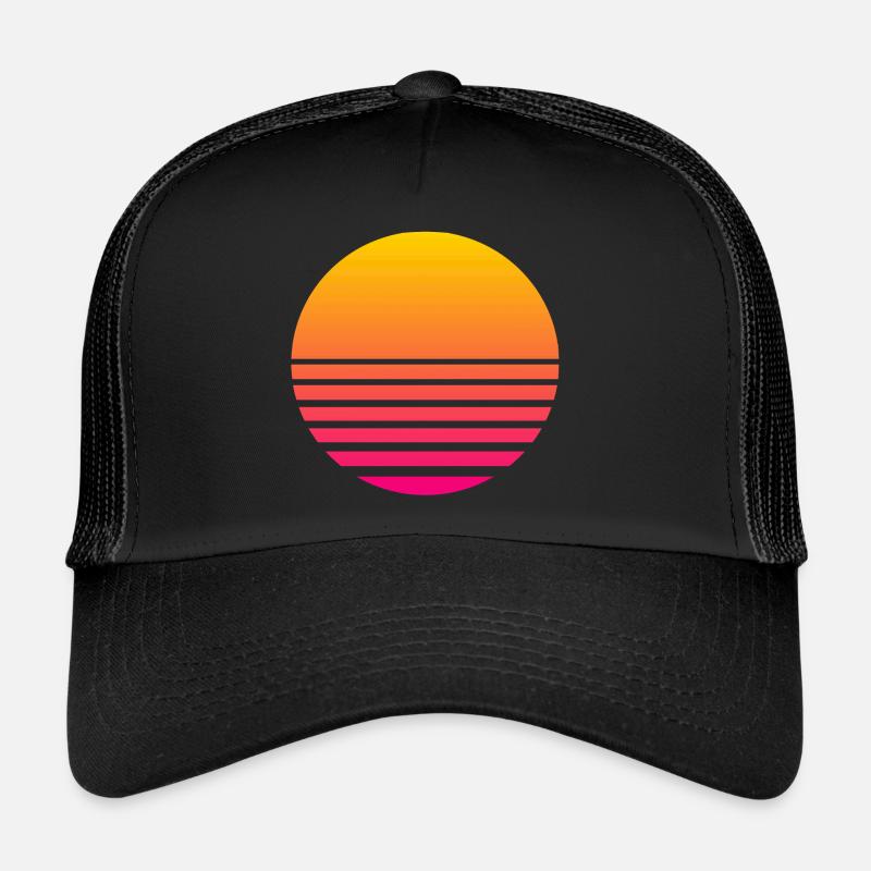 Outrun Retro Sun - Trucker Cap - black/black