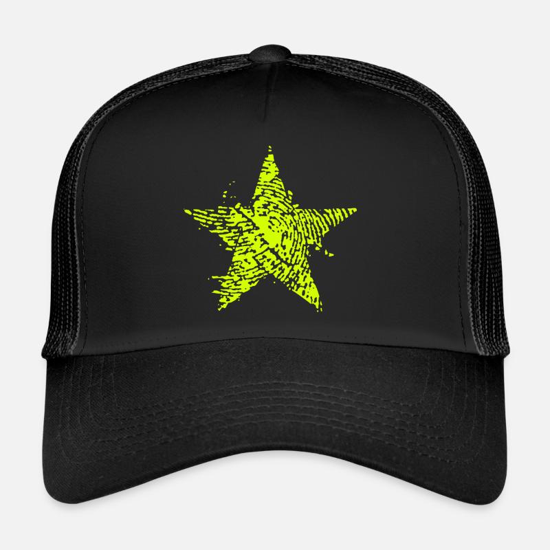 Neon Stern Fingerabdruck - Trucker Cap - Schwarz/Schwarz