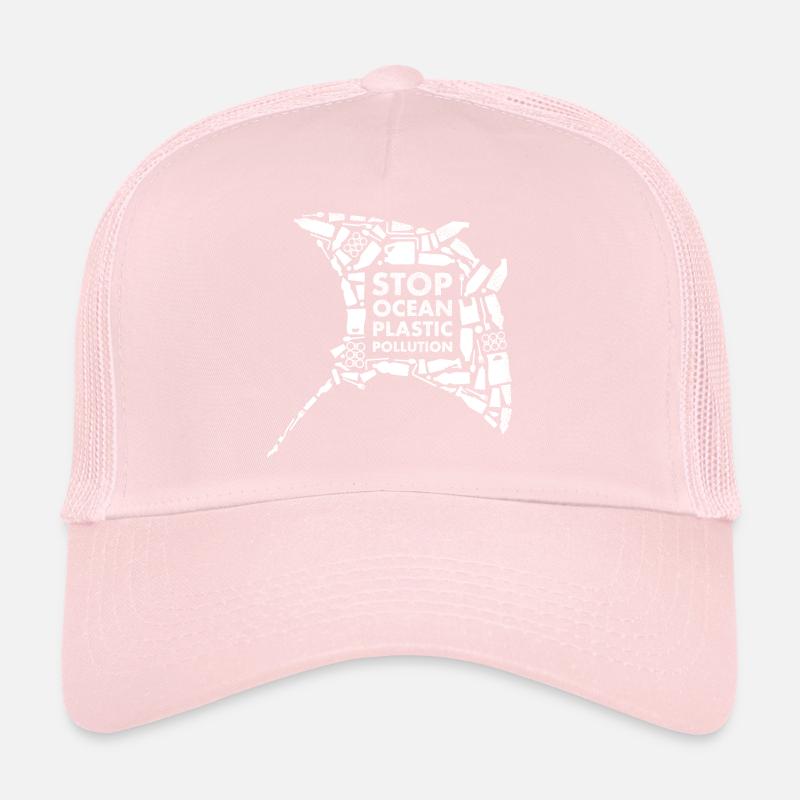 White Stripe Stop Ocean Plastic Pollution Trucker Cap