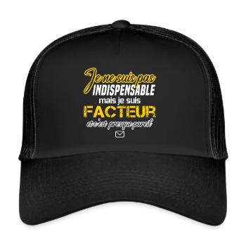 Humour métier facteur, idée cadeau homme. Drôles - Casquette trucker  - noir/noir - Devant