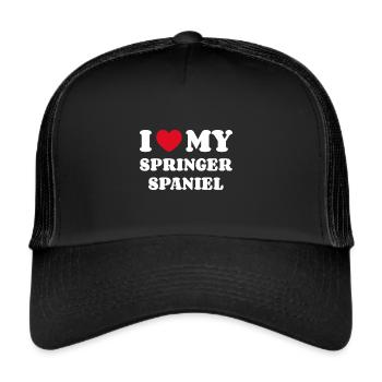 J'adore mon épagneul springer - Casquette trucker  - noir/noir - Devant