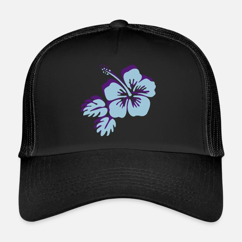Fleur d'hibiscus fleur d'hibiscus fleur fleur - Casquette trucker  - noir/noir
