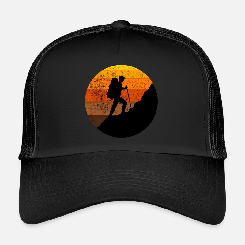 Wanderer, hiker, Berge, Alpen oudoor, Sonne, Alpen - Trucker Cap - Schwarz/Schwarz